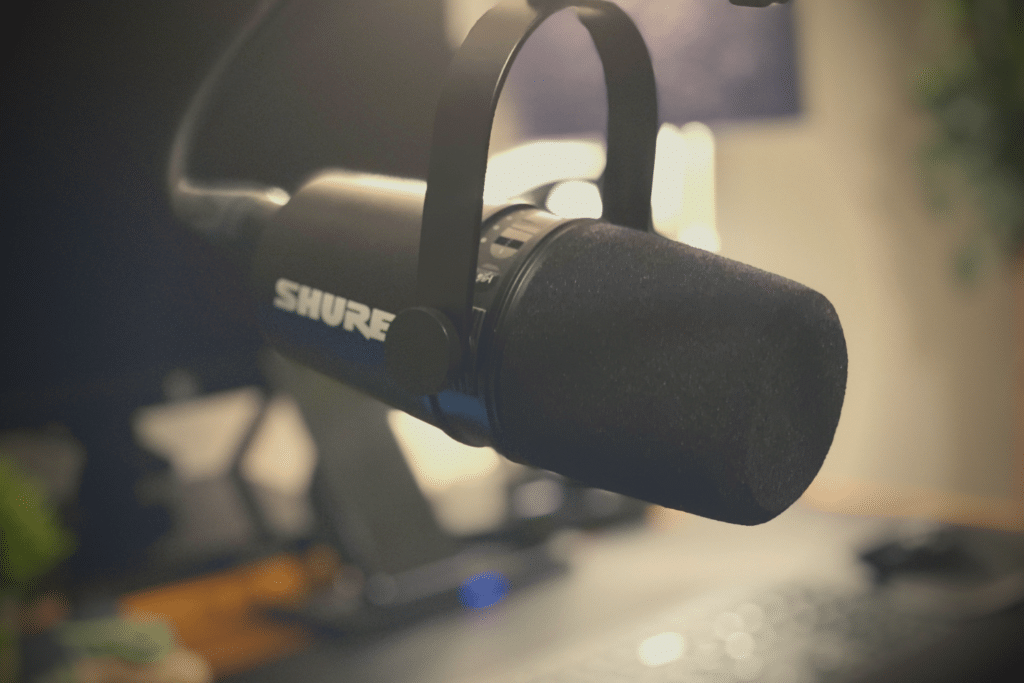 The Shure MV7 microphone is my recommendation for podcasters looking to step up to the next level.