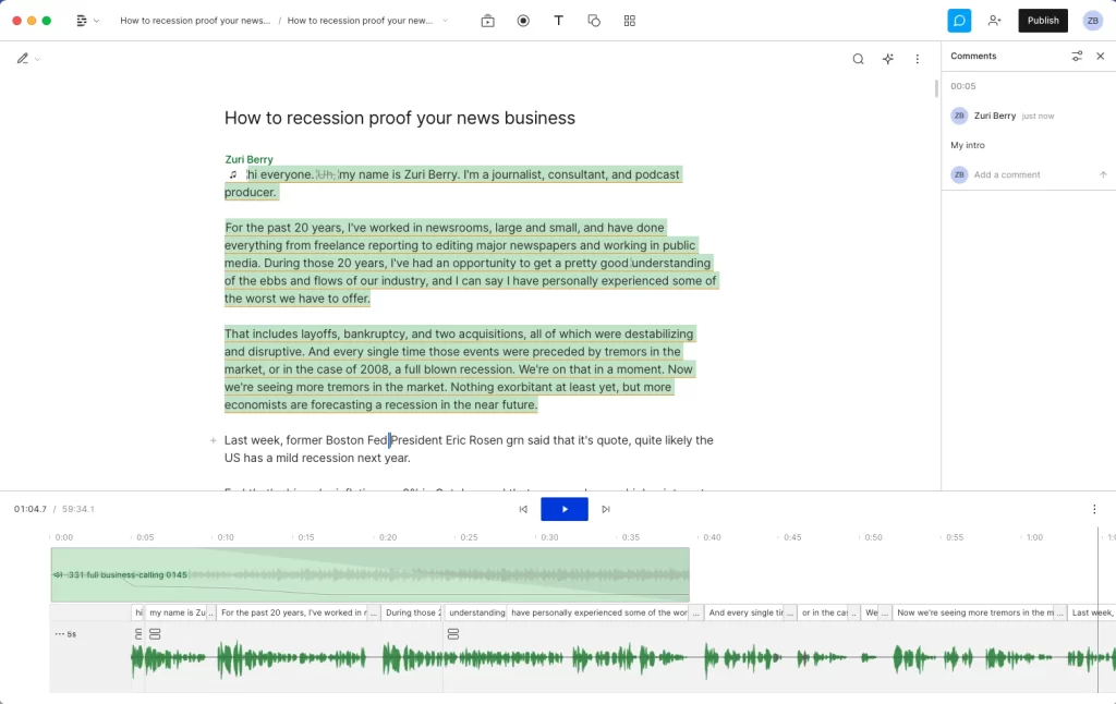 The easiest way to edit a podcast is by using tools that purpose built for what you're trying to accomplish. I use Descript for audio editing and storytelling. 